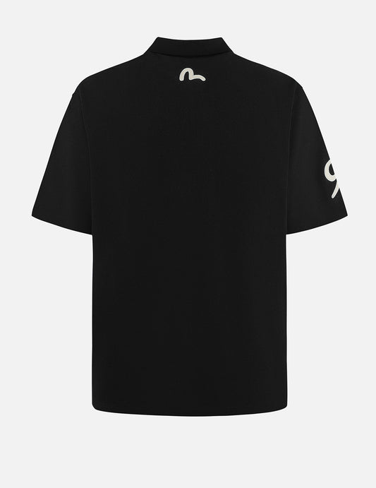 Hakutaku and Logo Embroidery Oversized Polo Shirt