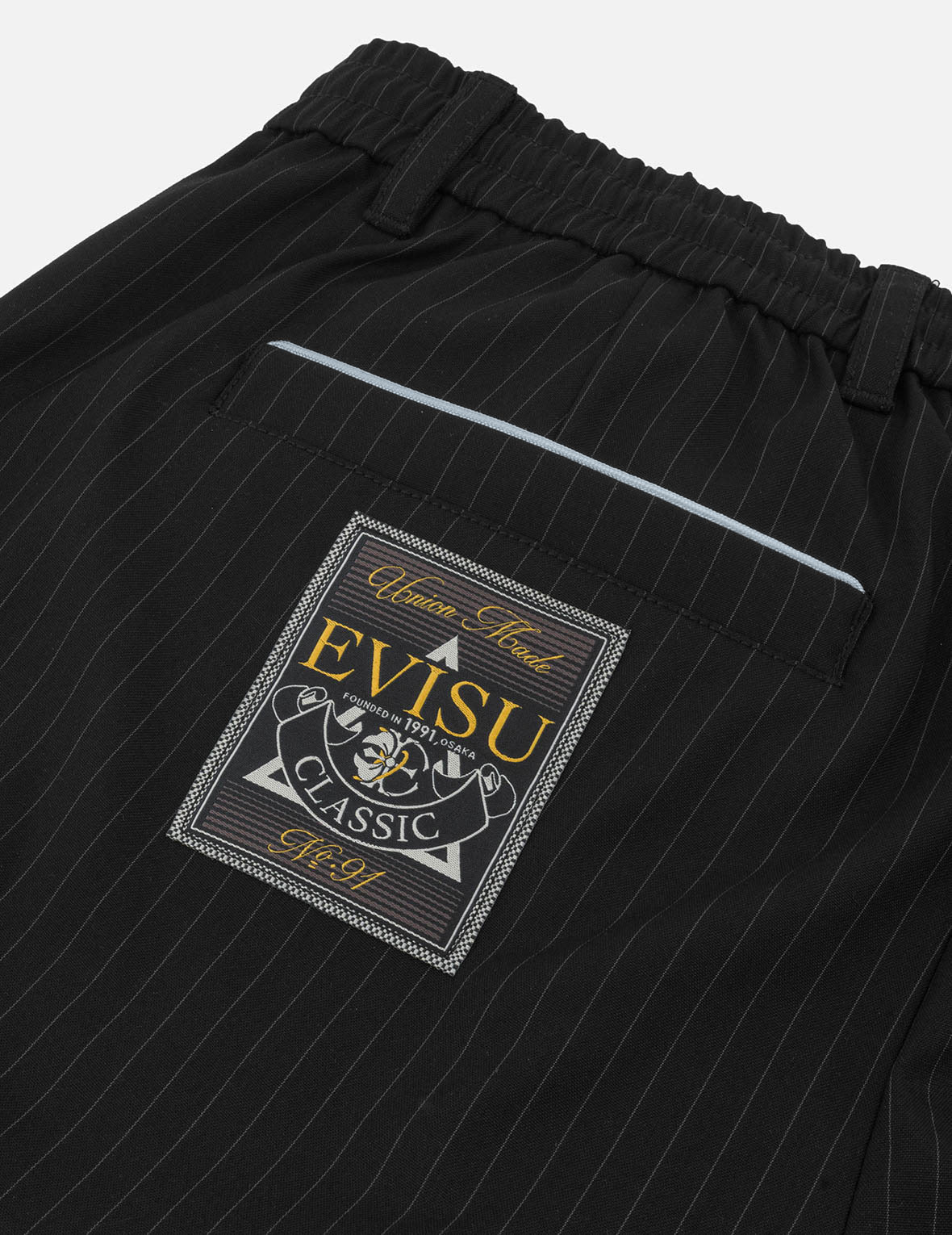 Seagull Embroidery Striped Taper Fit Woven Pants