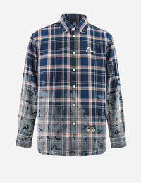 Allover Seagull Print Relax Fit Check Shirt