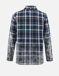 Allover Seagull Print Relax Fit Check Shirt