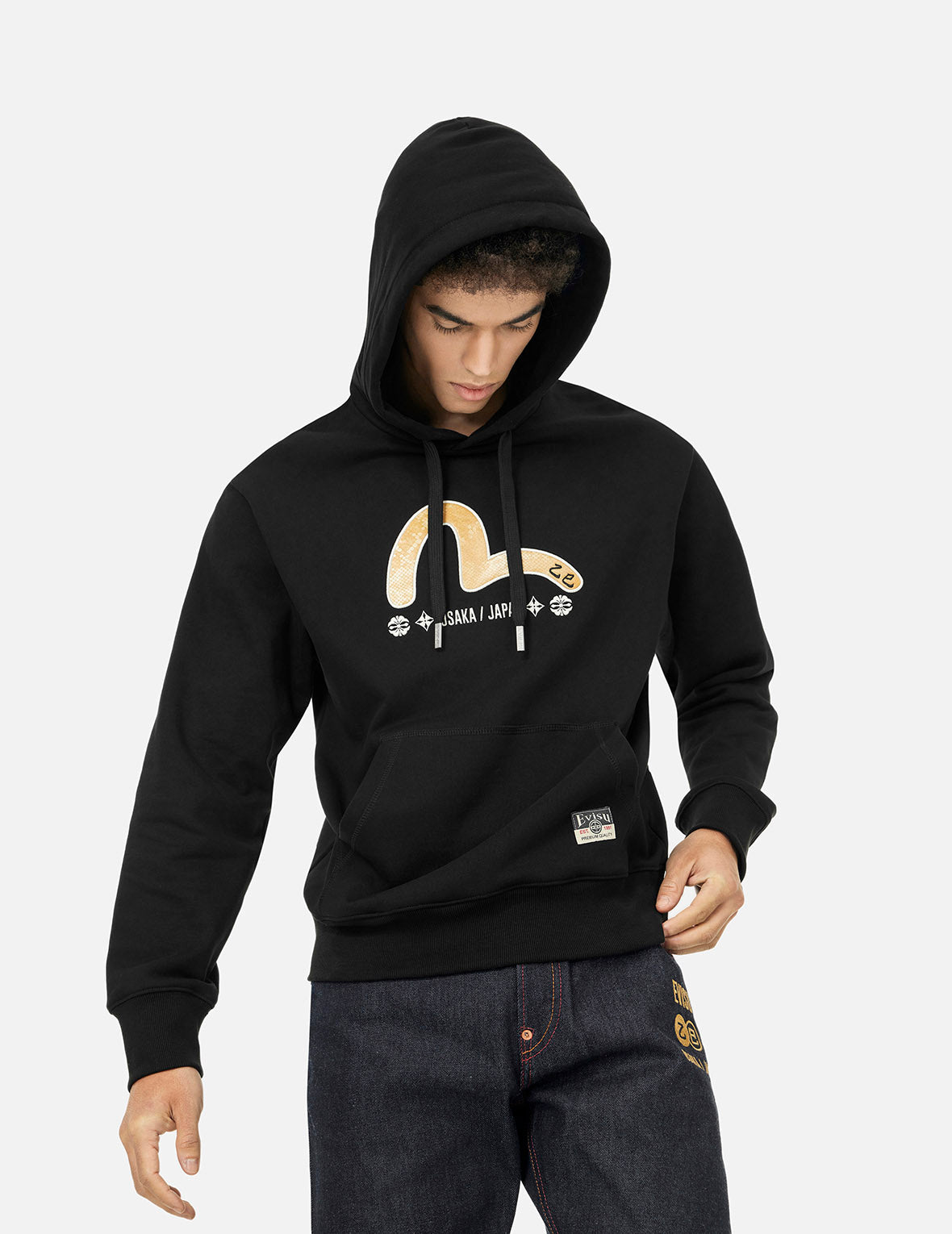 Soaring Snake and Dragon Print Relax Fit Hoodie - Black