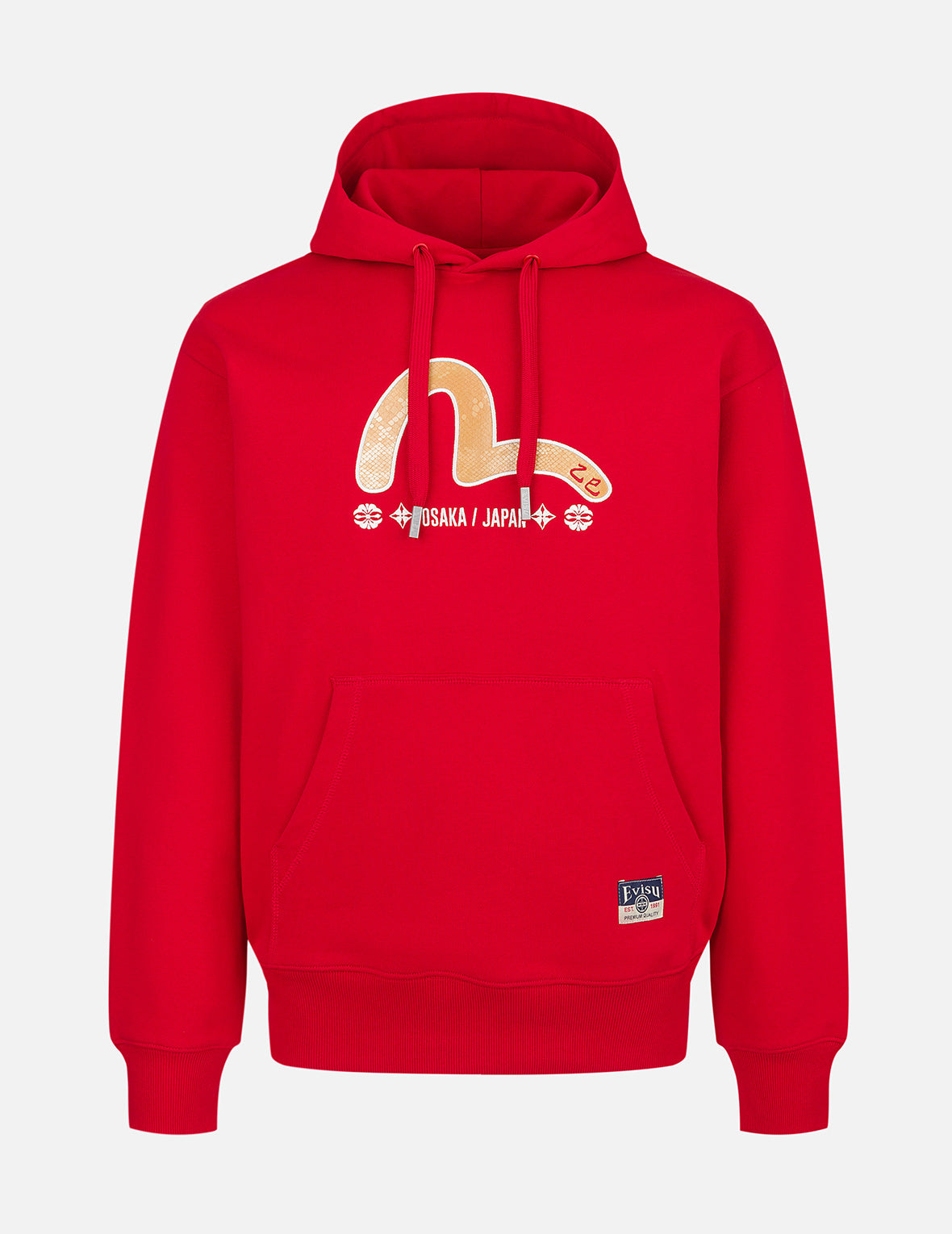 Soaring Snake and Dragon Print Relax Fit Hoodie - Red