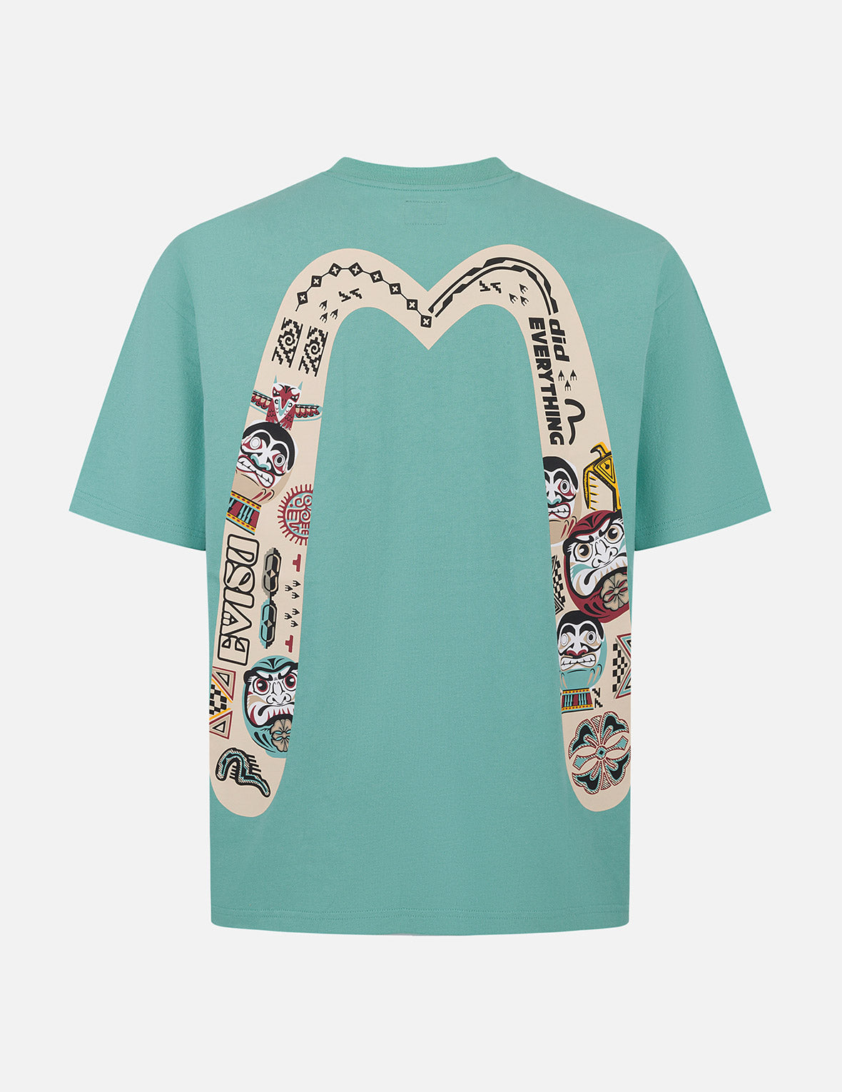 口号和图腾大M印花宽版休闲T恤