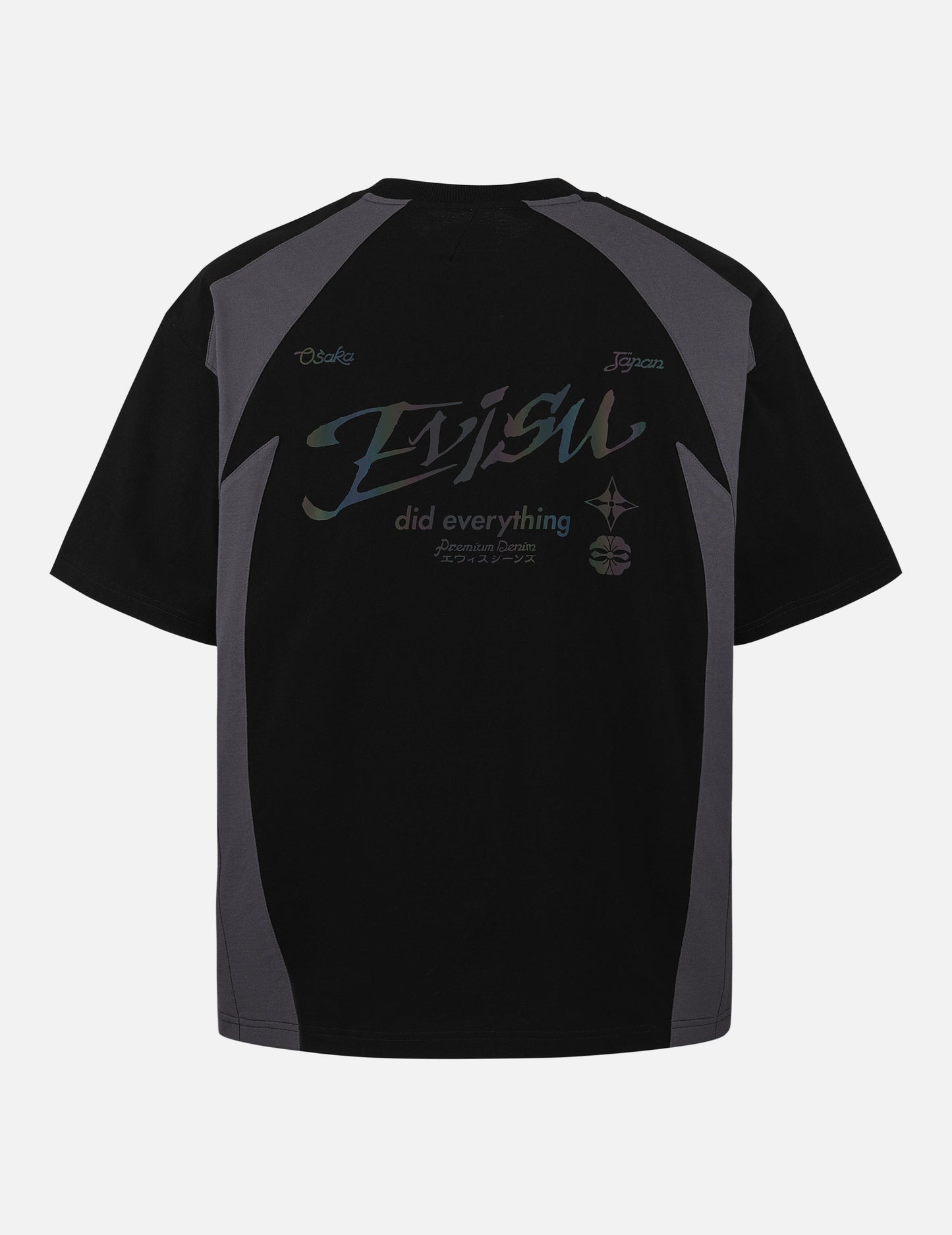 Panel Blocking with Colorful Logo Print Loose Fit T-Shirt