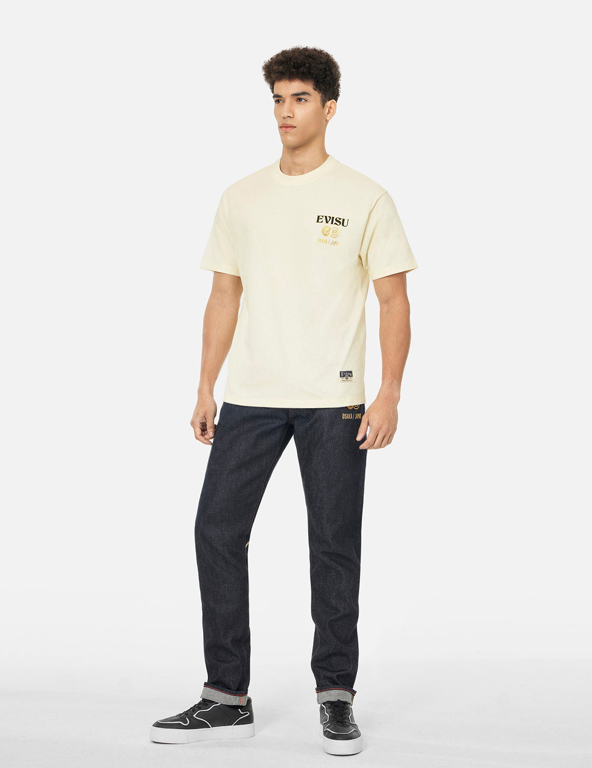 Soaring Snake Daicock Print Relax Fit T-shirt - Cream