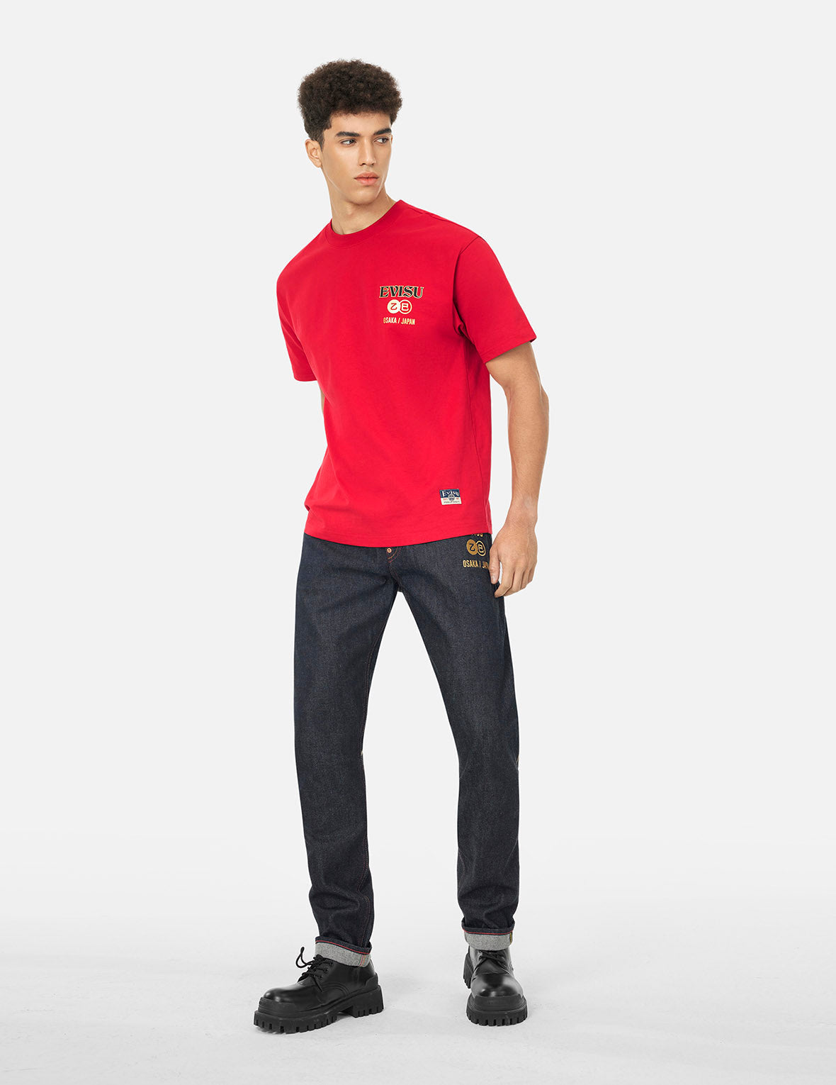 Soaring Snake Daicock Print Relax Fit T-shirt - Red