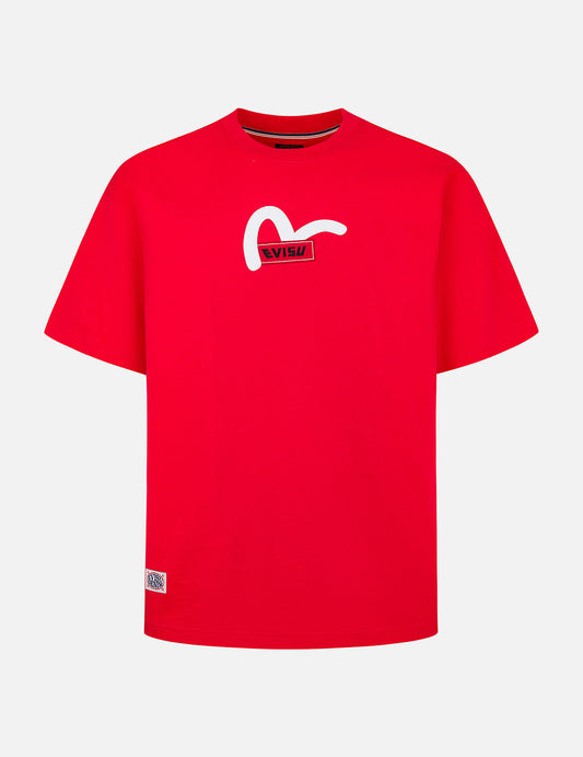 Seagull Print with Logo Embroidery Relax Fit T-Shirt