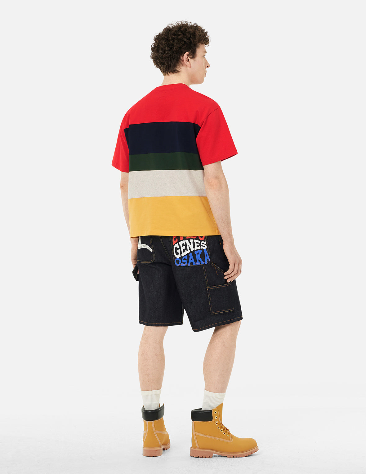 Logo and "91" Appliqué Embroidery Relax Fit Stripe T-Shirt