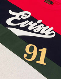 Logo and "91" Appliqué Embroidery Relax Fit Stripe T-Shirt