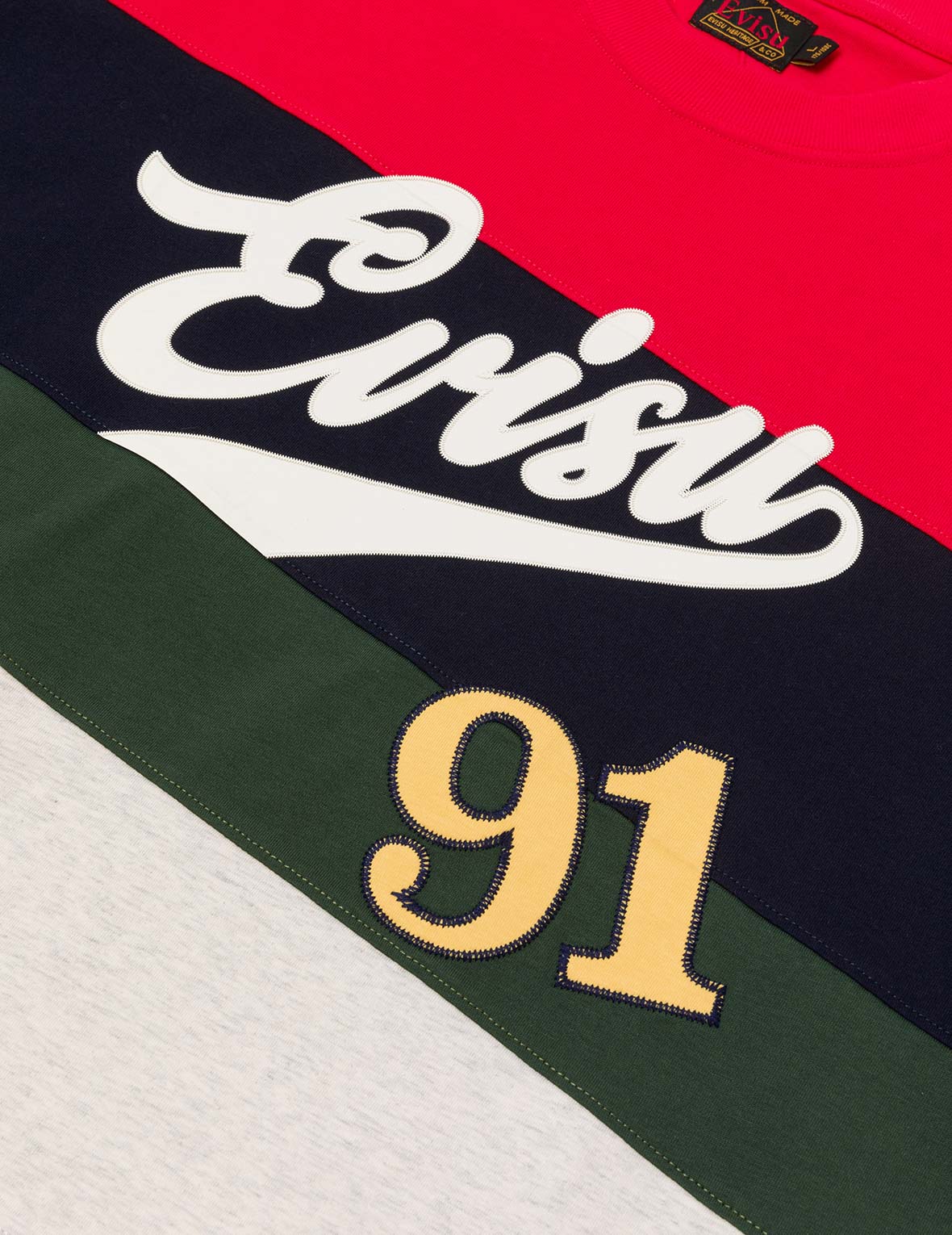 Logo and "91" Appliqué Embroidery Relax Fit Stripe T-Shirt