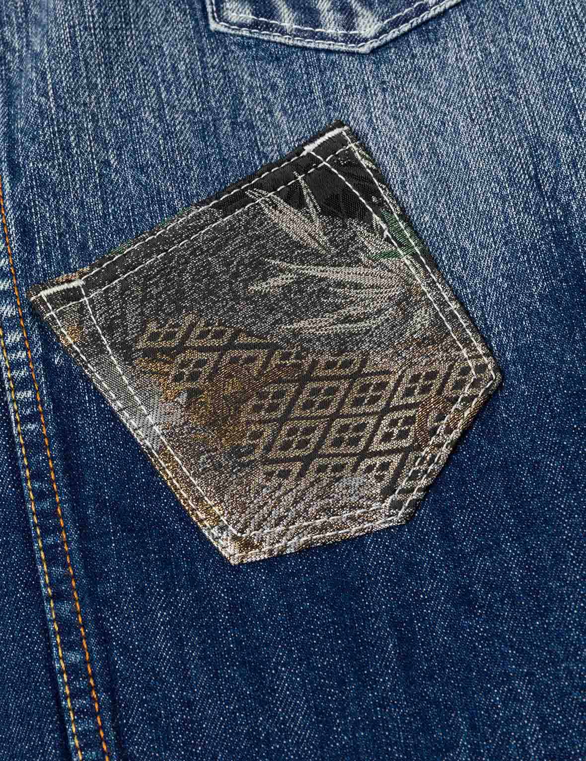 Brocade Patch Multi-pocket Denim Jacket – EVISU