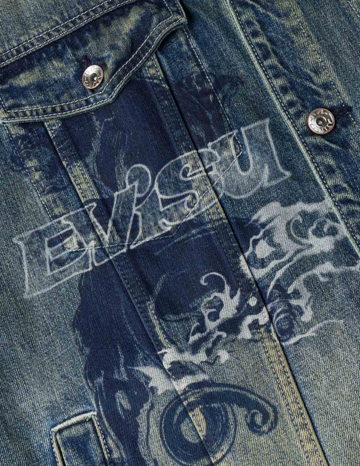 Allover Graffiti Printed Denim Jacket – EVISU