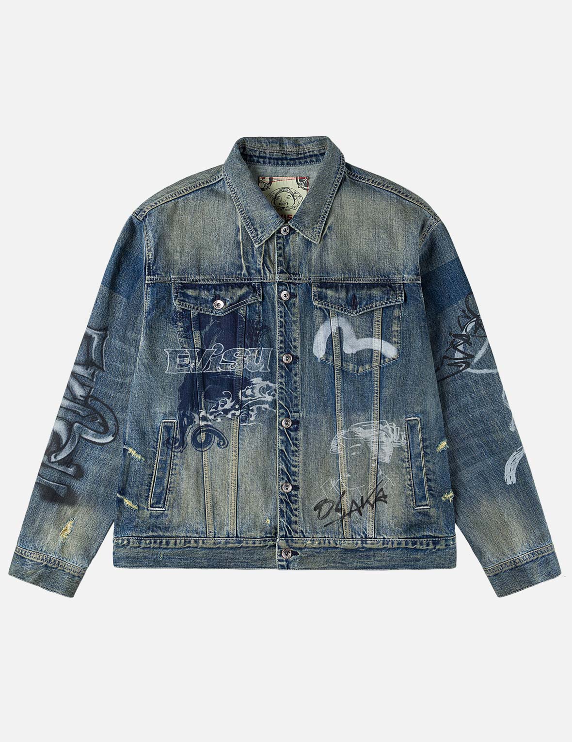 Allover Graffiti Printed Denim Jacket – EVISU
