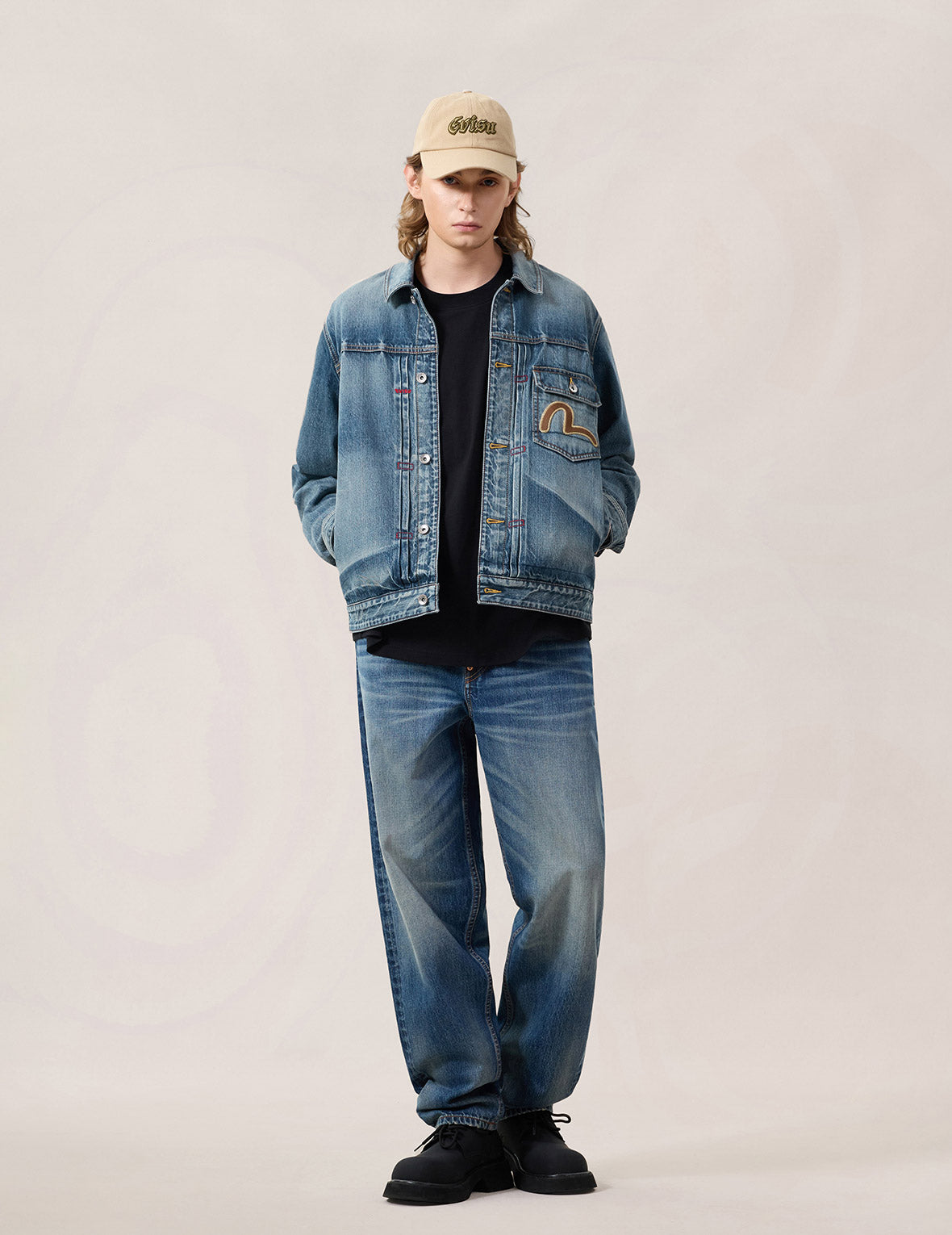 Evisu & Seagull Appliqué Chinese Denim Jacket