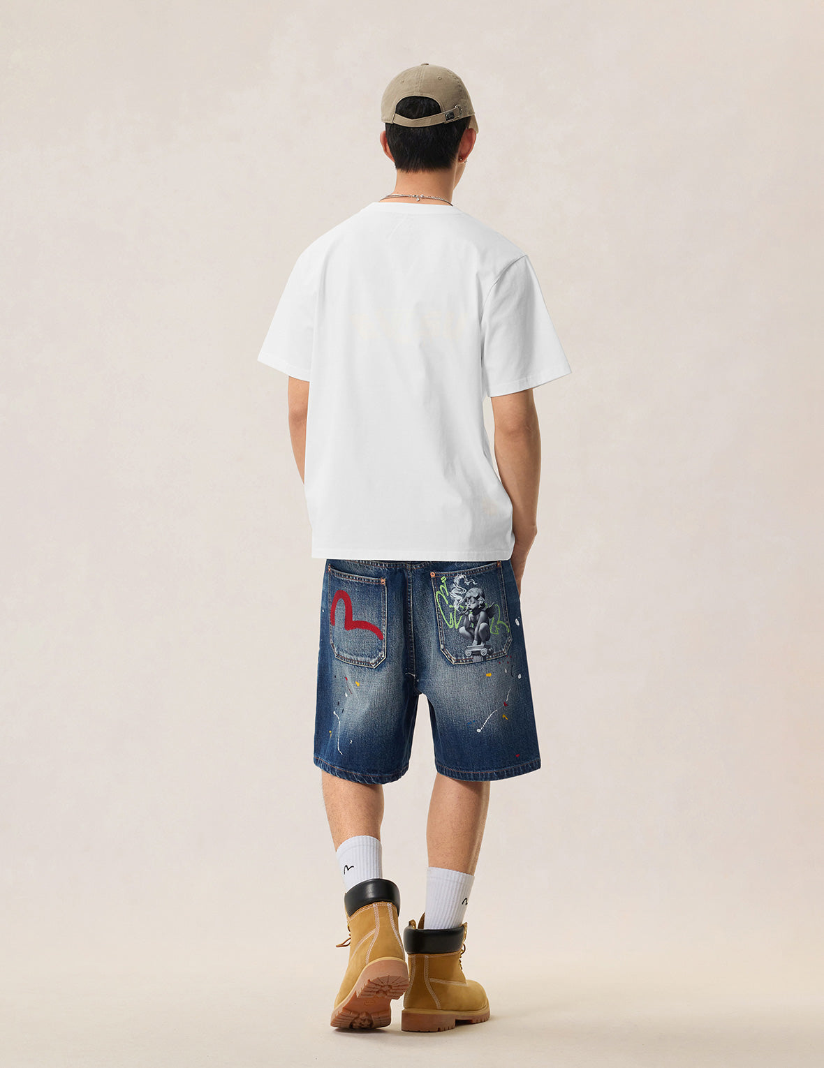 Graffiti Angel Pocket Denim Shorts – EVISU