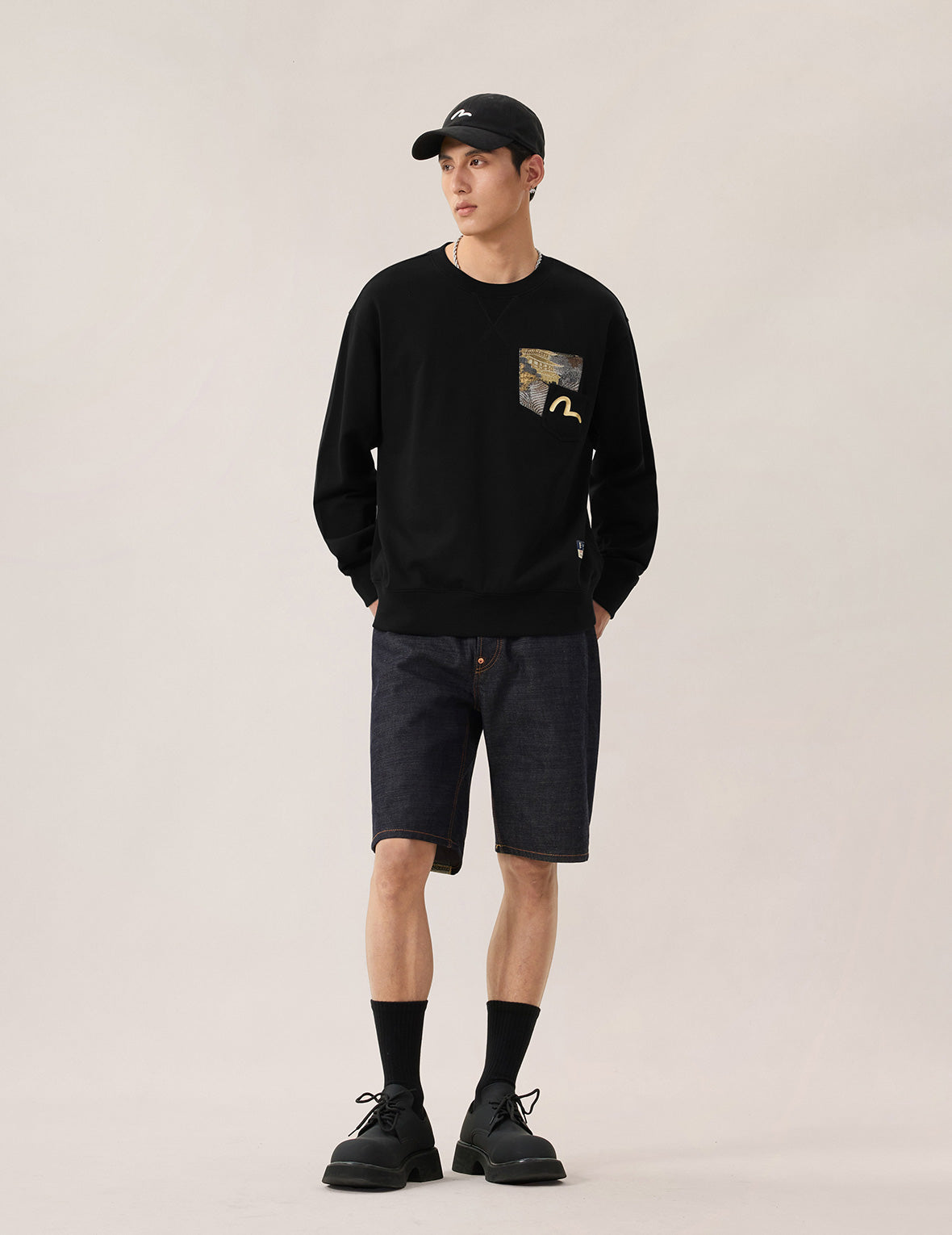 Daicock Brocade Denim Shorts – EVISU