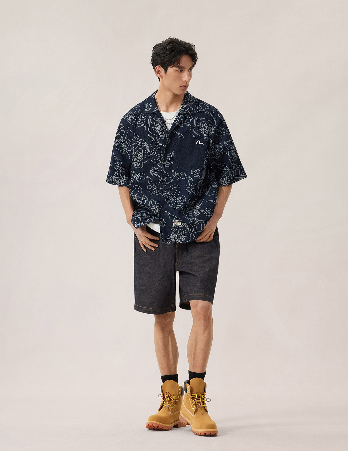 Leopard Pocket Embroidery Denim Shorts – EVISU