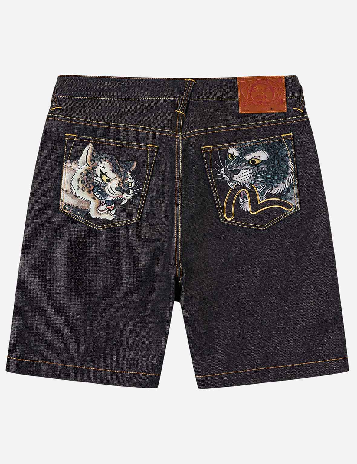 Leopard Pocket Embroidery Denim Shorts – EVISU