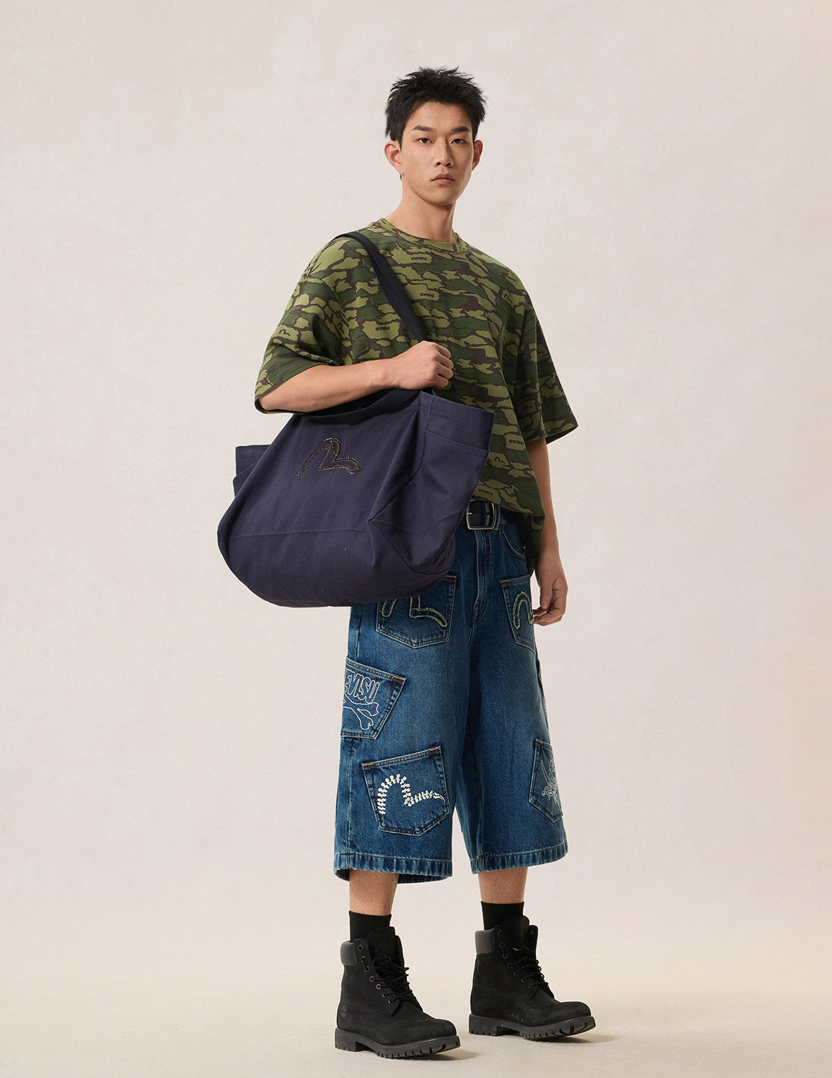 Skull Multi-Pocket Denim Shorts