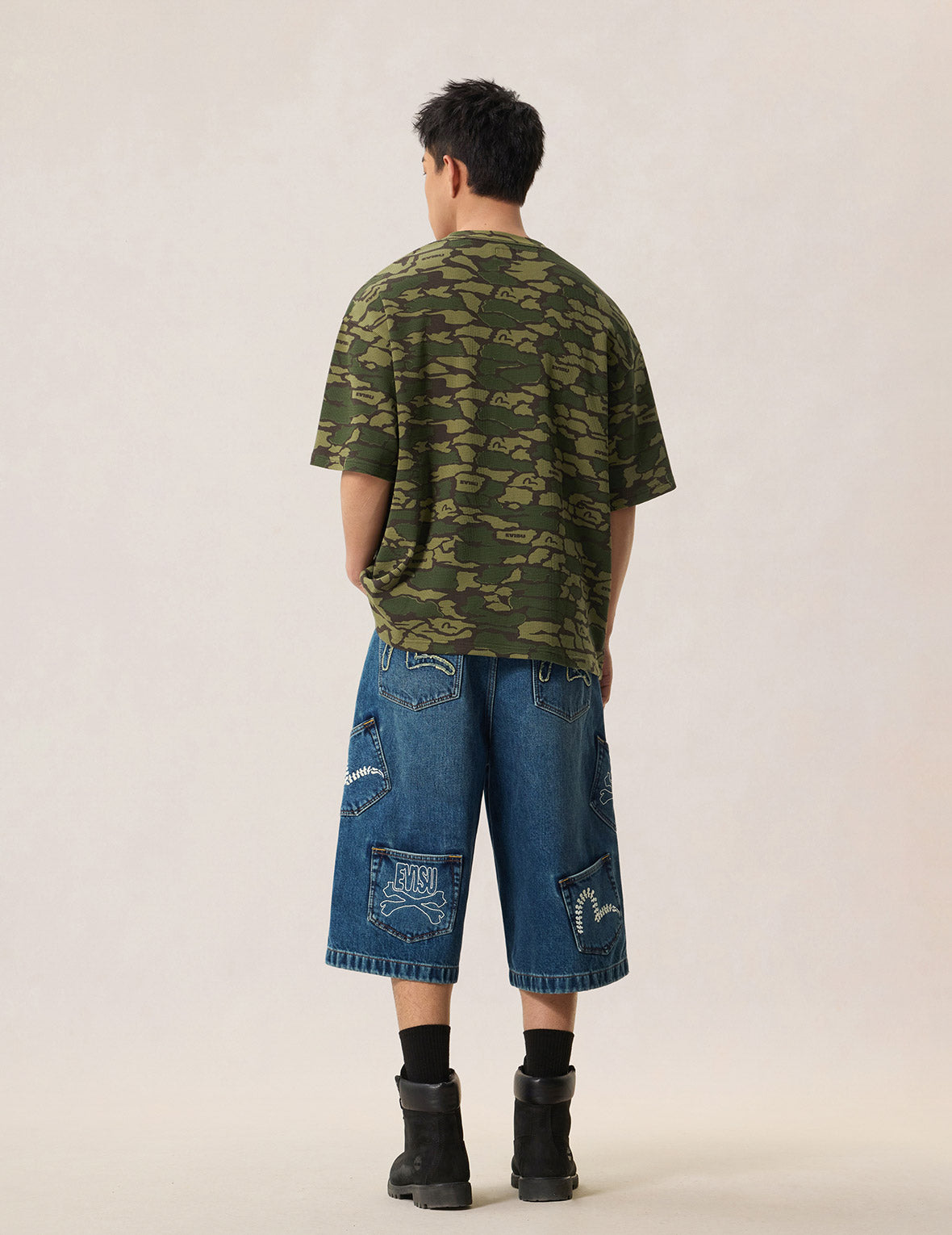 Skull Multi-Pocket Denim Shorts – EVISU