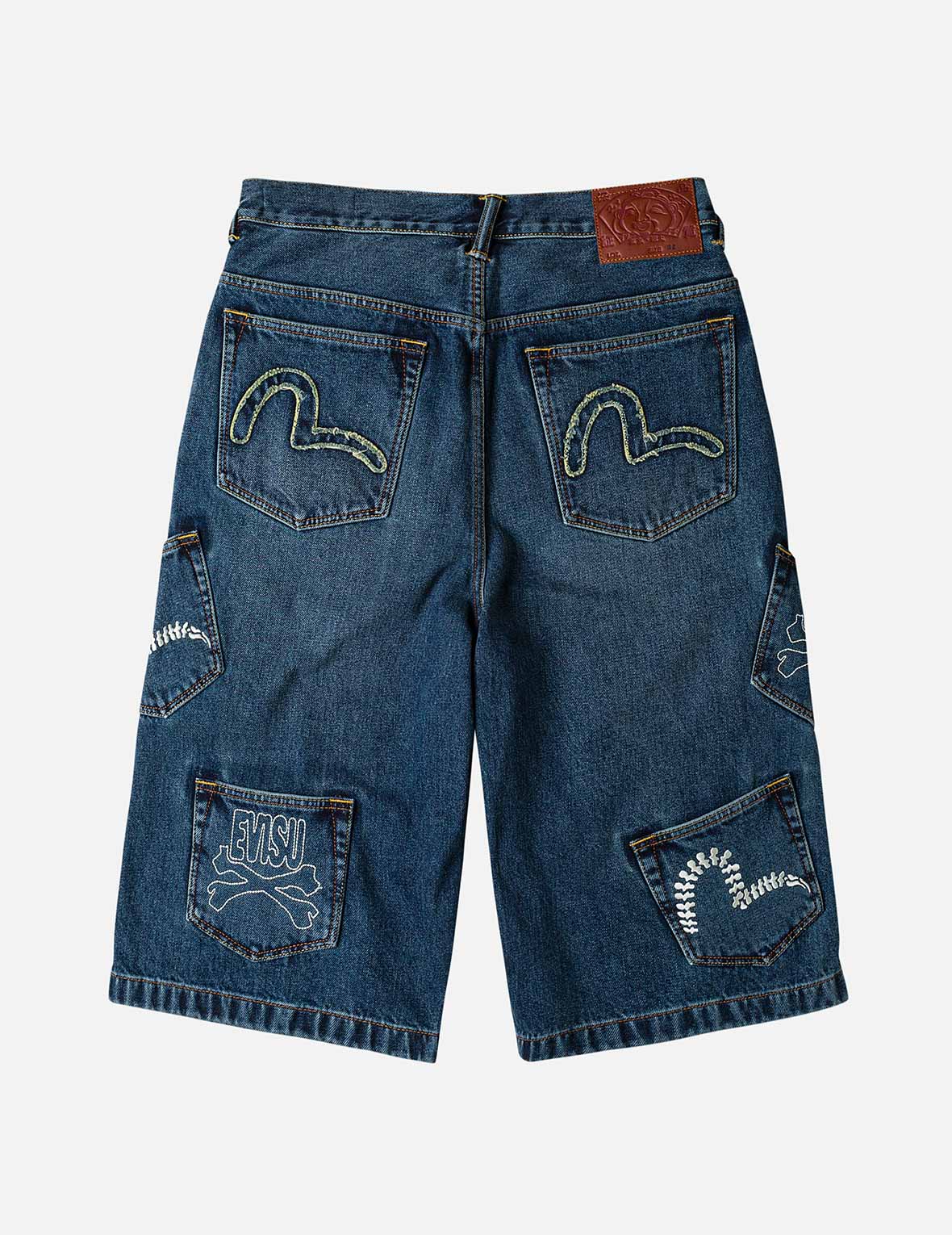 Skull Multi-Pocket Denim Shorts – EVISU