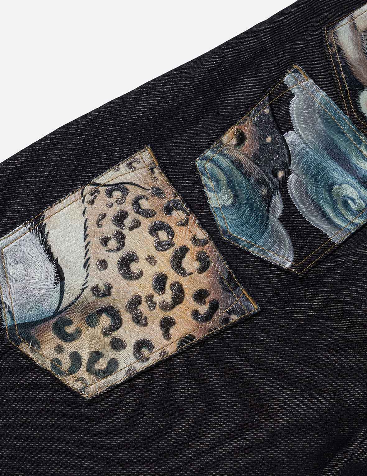Multi-Pocket Embroidery Patch Jeans #2020