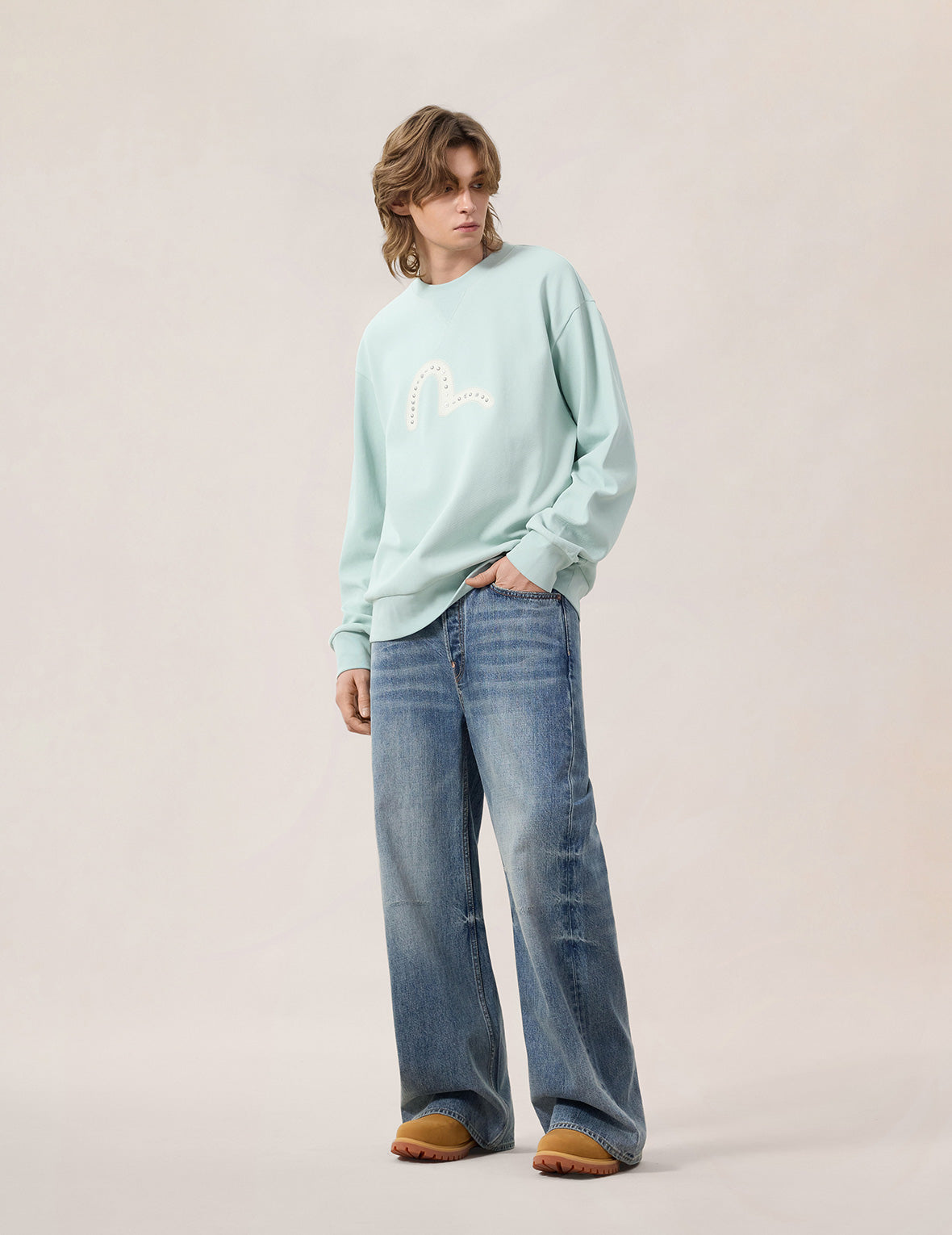 Seagull Printed Pocket Flare Jeans