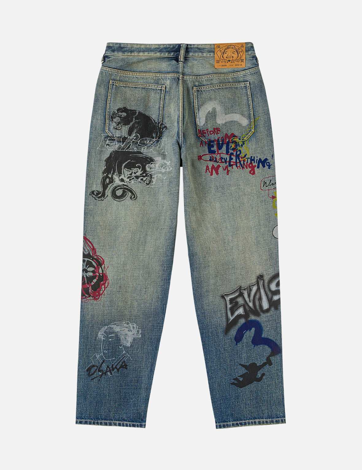 Allover Graffiti Printed Denim Jeans #2030 – EVISU