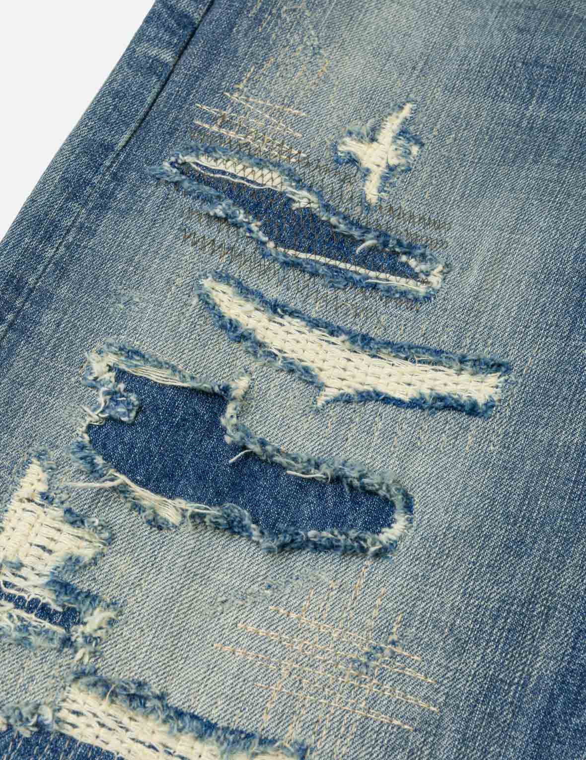 Seagull Print Distressed Jeans #2020