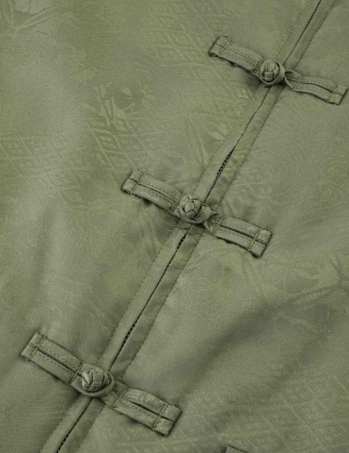 Allover Jacquard Padded Chinese Jacket - Green