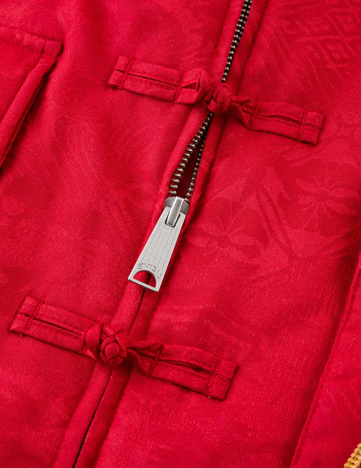 Allover Jacquard Padded Chinese Jacket - Red