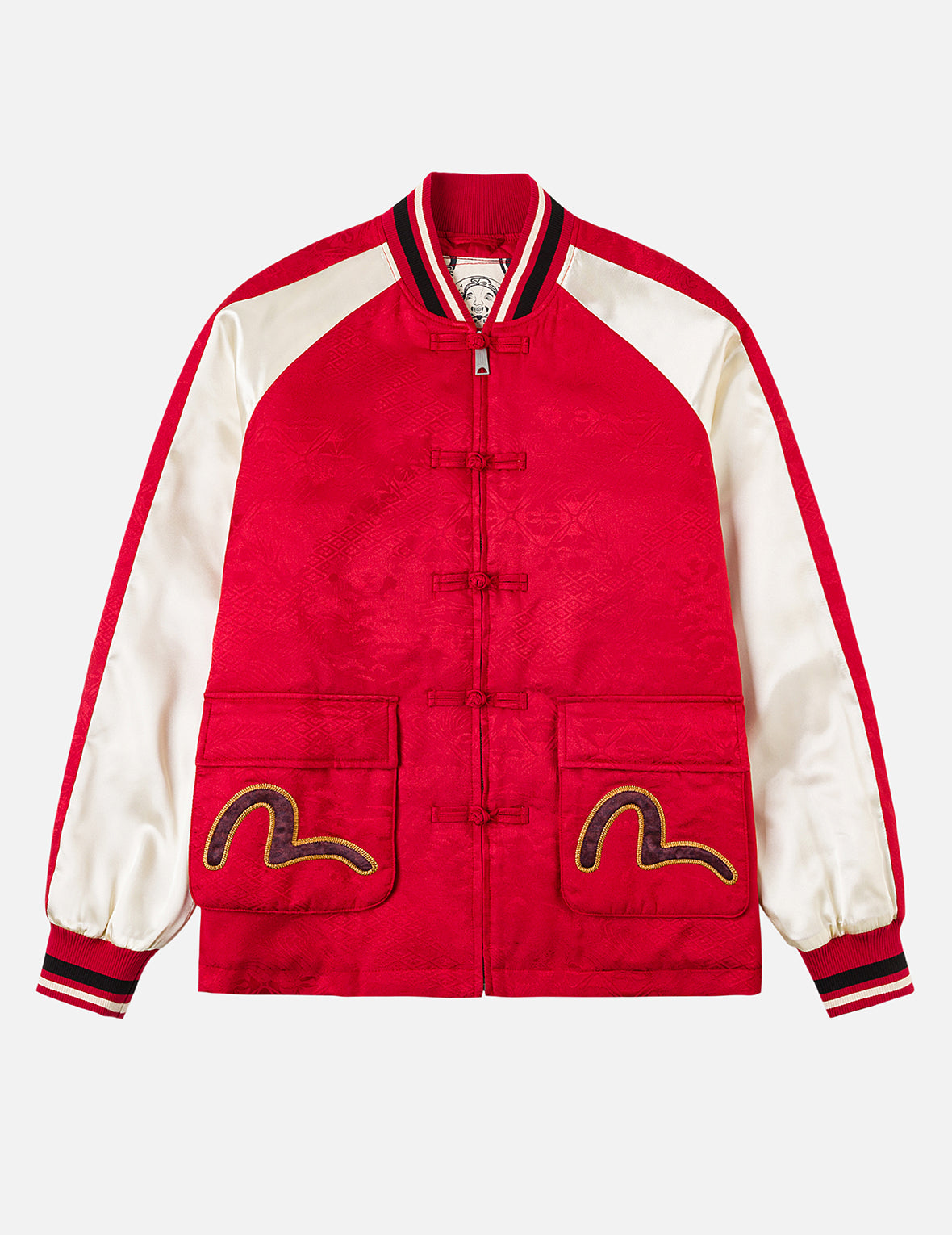 Allover Jacquard Padded Chinese Jacket - Red