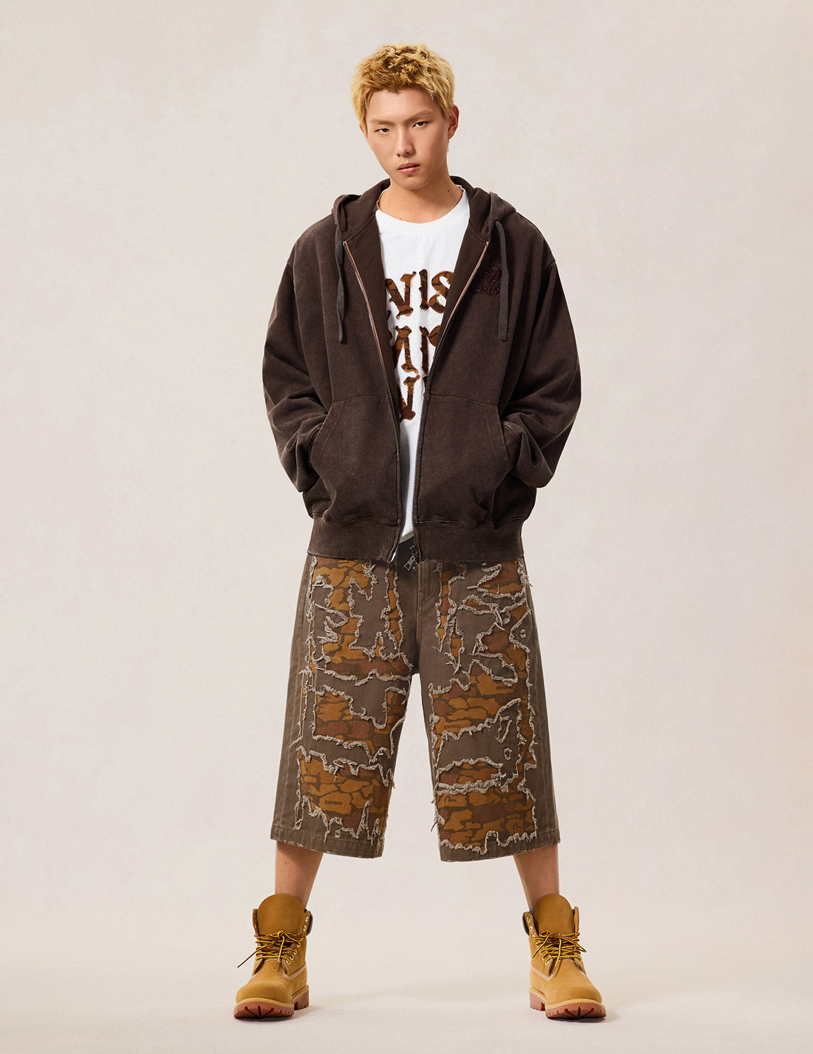 Ishigaki Camouflage Patchwork Denim Shorts – EVISU