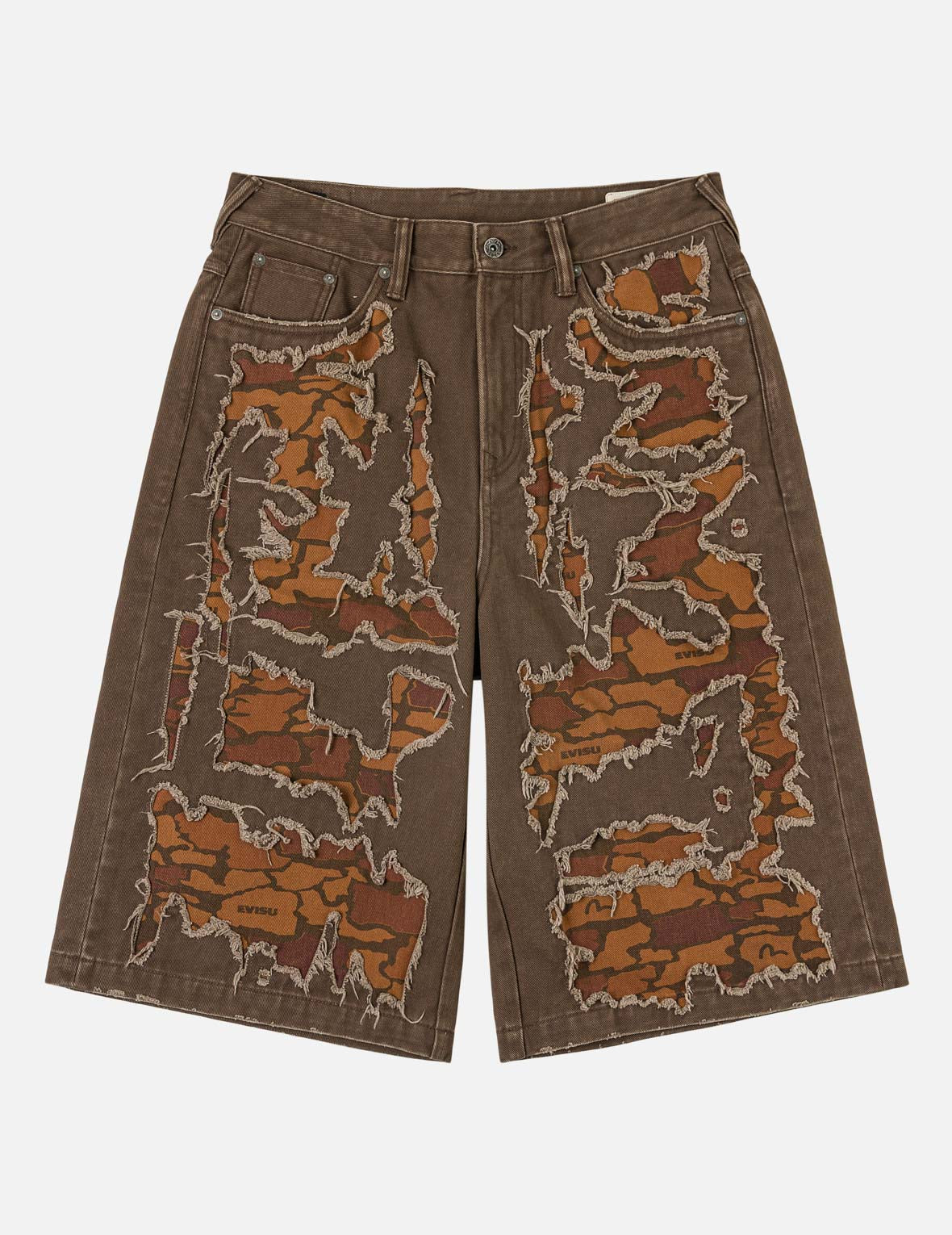 Ishigaki Camouflage Patchwork Denim Shorts – EVISU