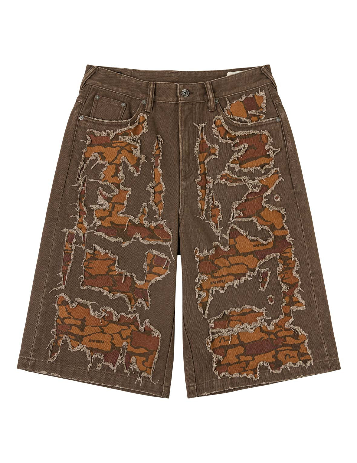 Ishigaki Camouflage Patchwork Denim Shorts – EVISU