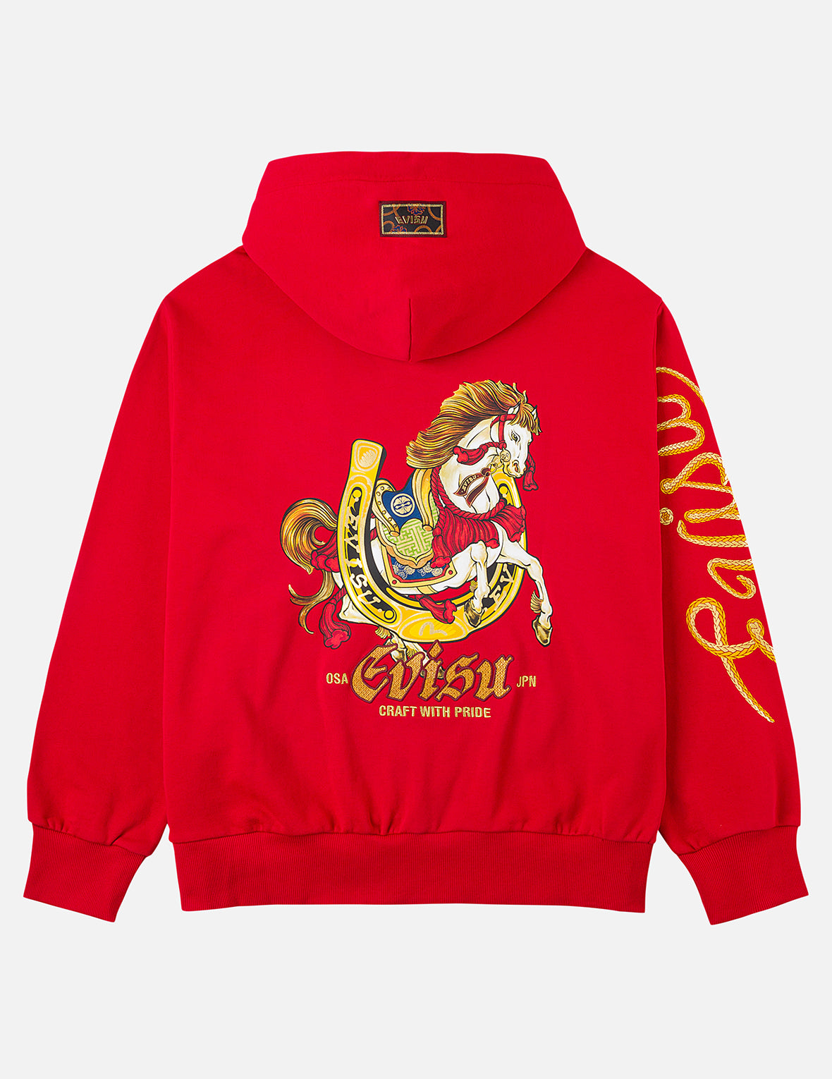 【美品‼️】EVISU ／lot2001／朱耳SPECIAL／W35✕L35 Year Of Horse Embroidery Zip-Up Hoodie - Red – EVISU