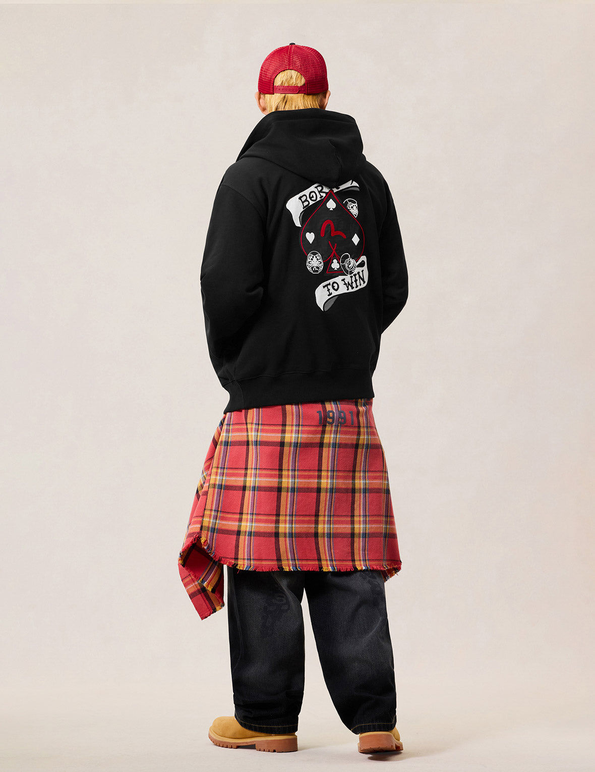 Poker Spade Embroidery Zip-up Hoodie - Black – EVISU