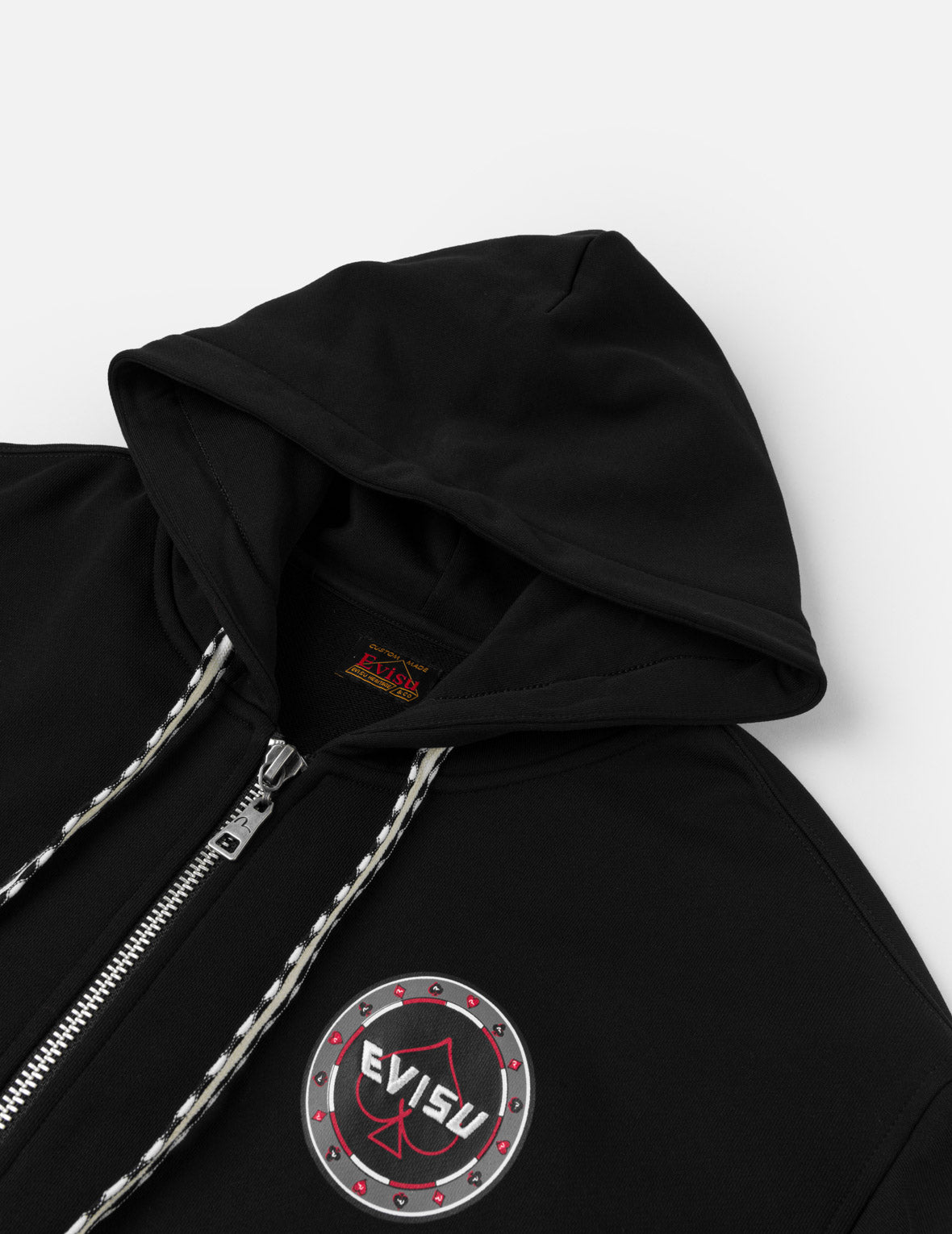 Poker Spade Embroidery Zip-up Hoodie - Black – EVISU
