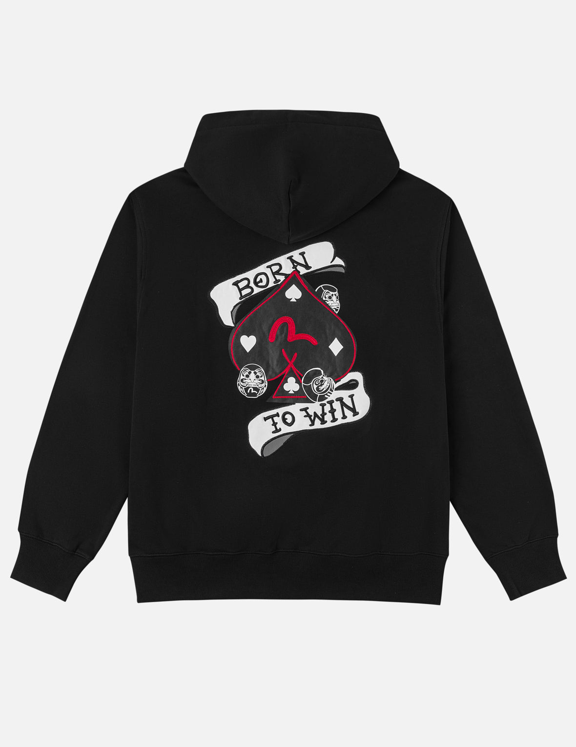 Poker Spade Embroidery Zip-up Hoodie - Black – EVISU
