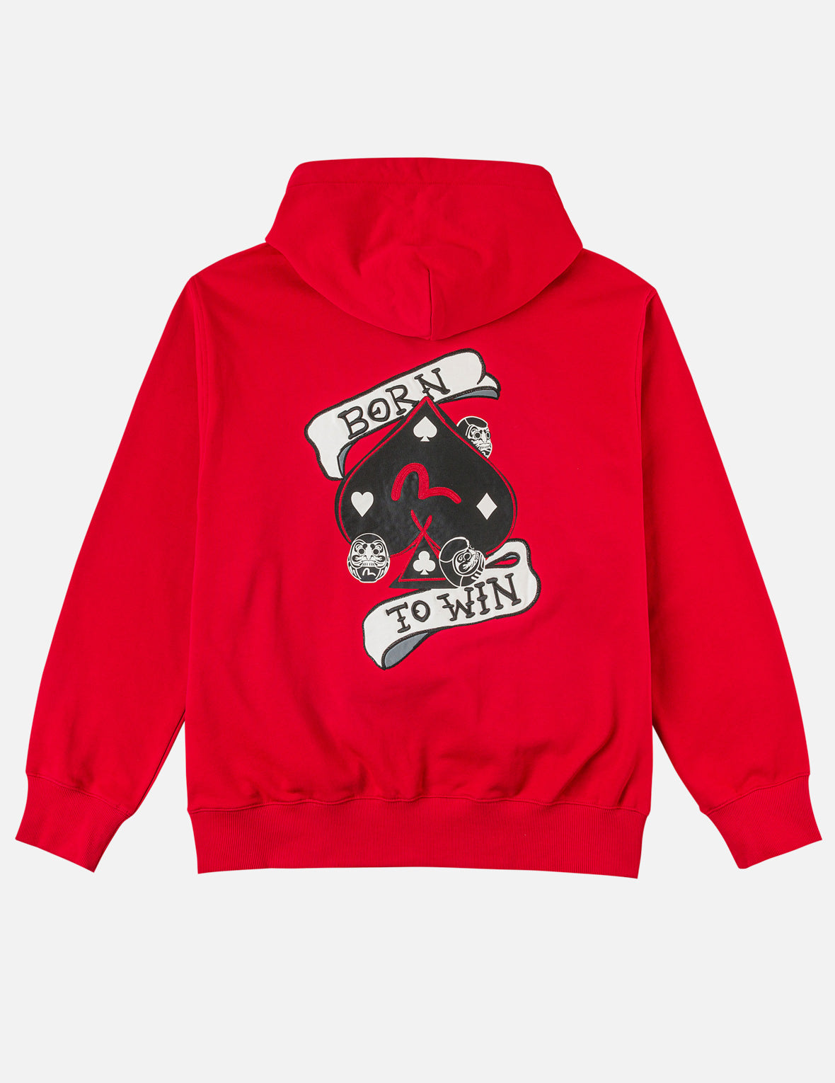 Poker Spade Embroidery Zip-up Hoodie - Red – EVISU