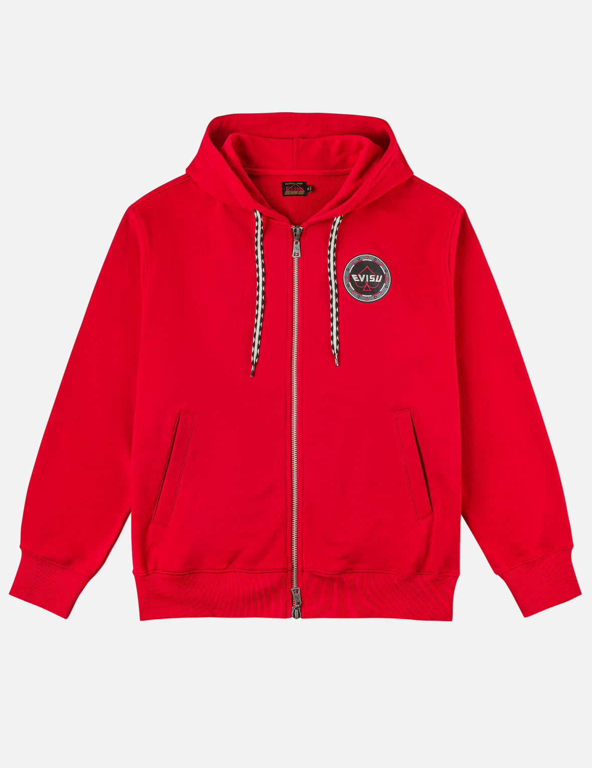 evisu 赤 パーカー 34 Poker Spade Embroidery Zip-up Hoodie - Red – EVISU