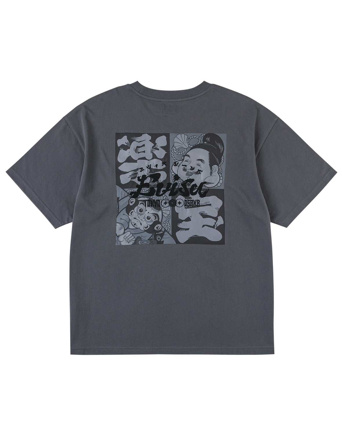 Godhead and Kite Daruma Kerchief Print T-shirt