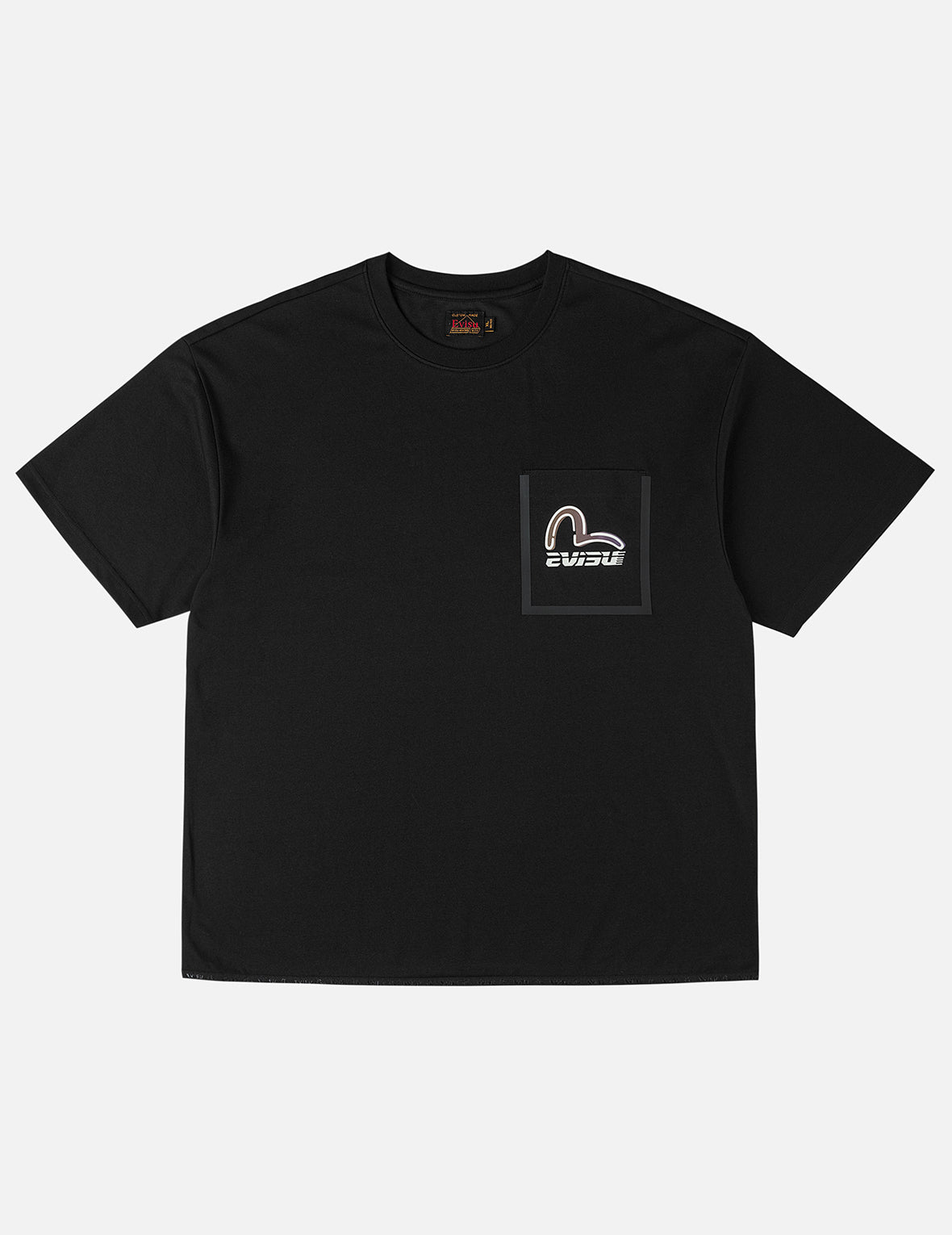Elastic Hem Seagull Print Pocket T-shirt
