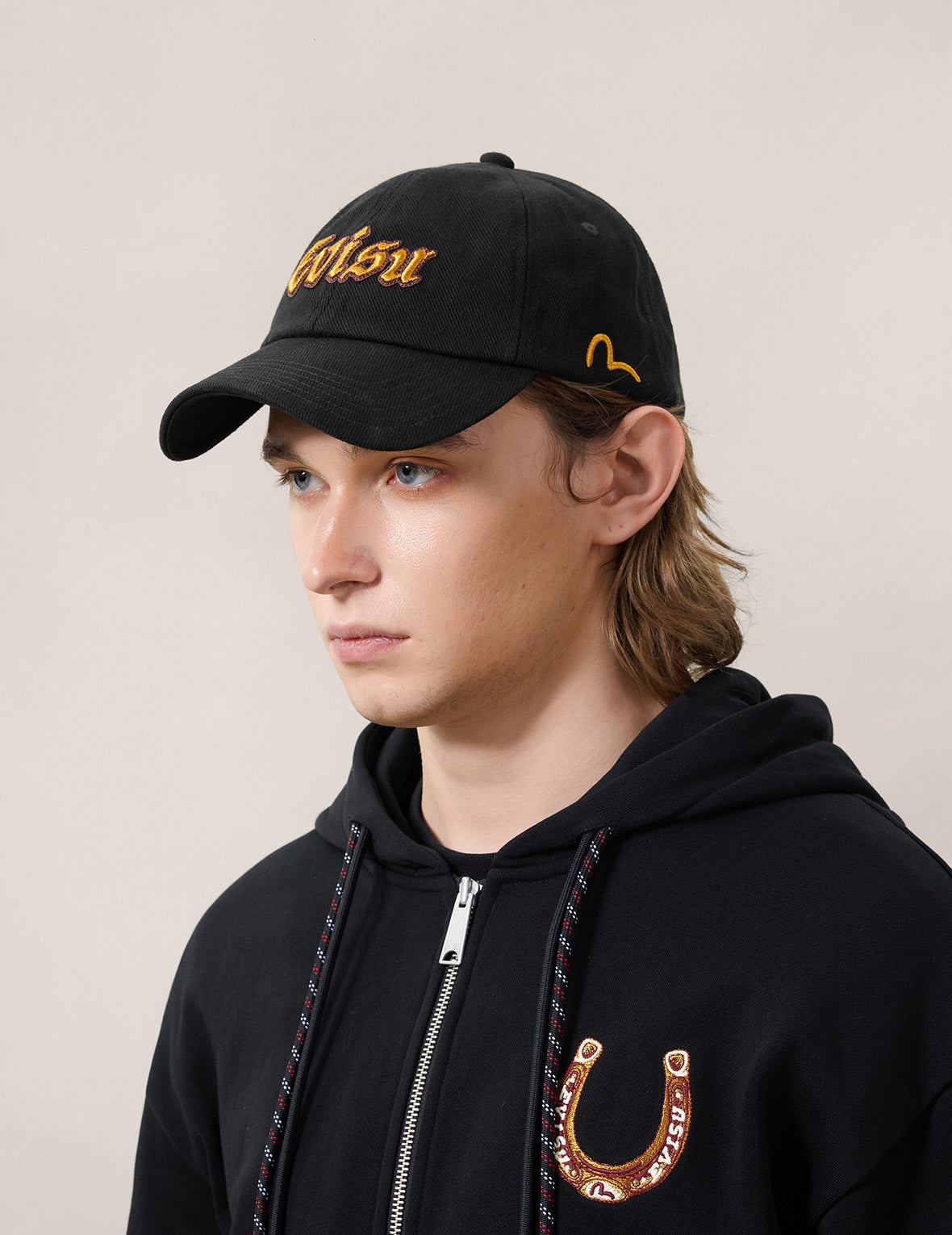 Evisu Logo Embroidery Cap - Black