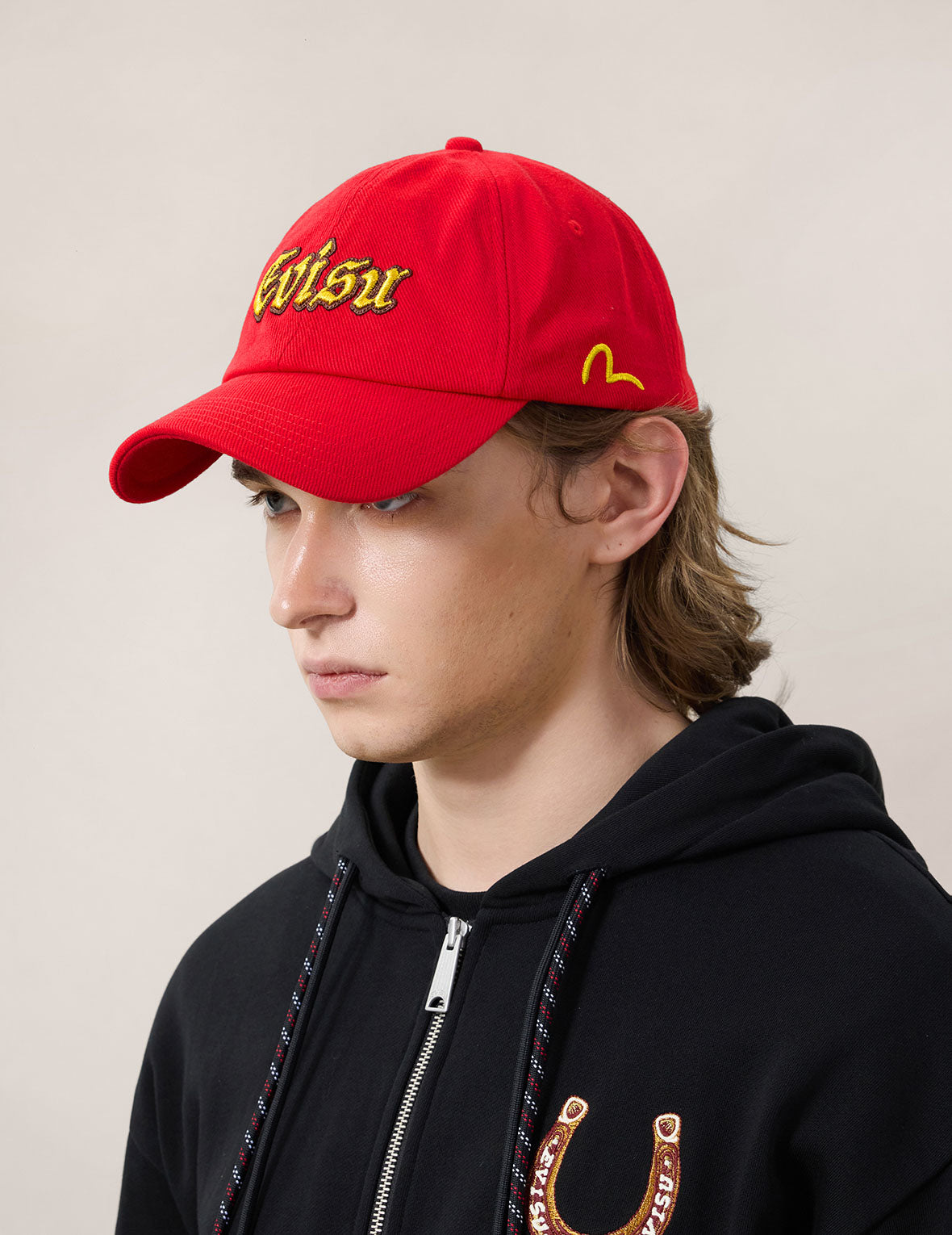 帽子 evisu yamane kamome logo design red cap Evisu Logo Embroidery Cap - Red – EVISU