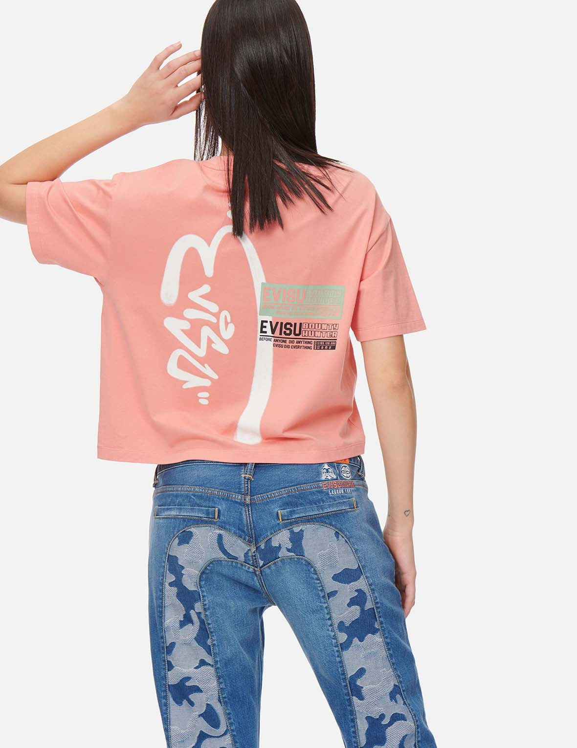 Graffiti Logo Print Drop Shoulder T-Shirt