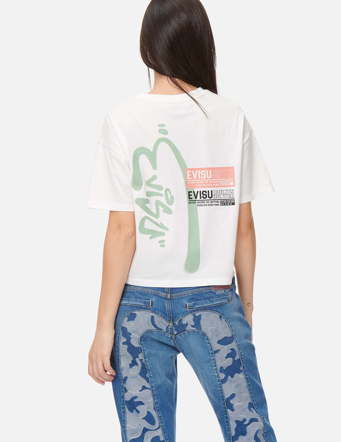 Graffiti Logo Print Drop Shoulder T-Shirt