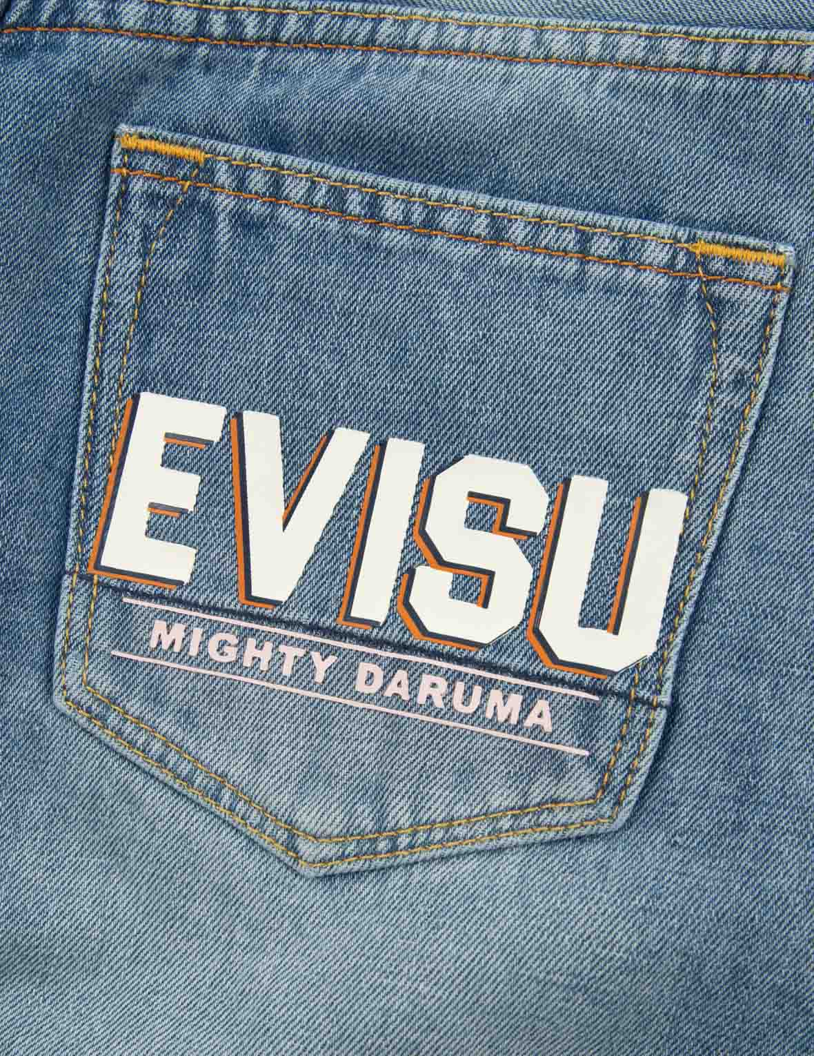 Seagull and Logo Print Denim Dungaree Dress – EVISU
