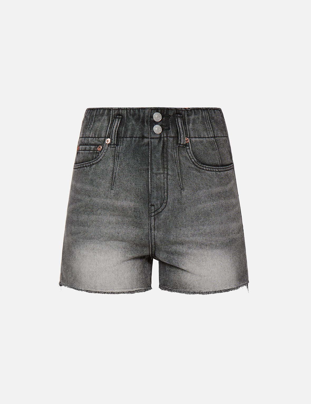 Seagull Print Light Grey Denim Shorts