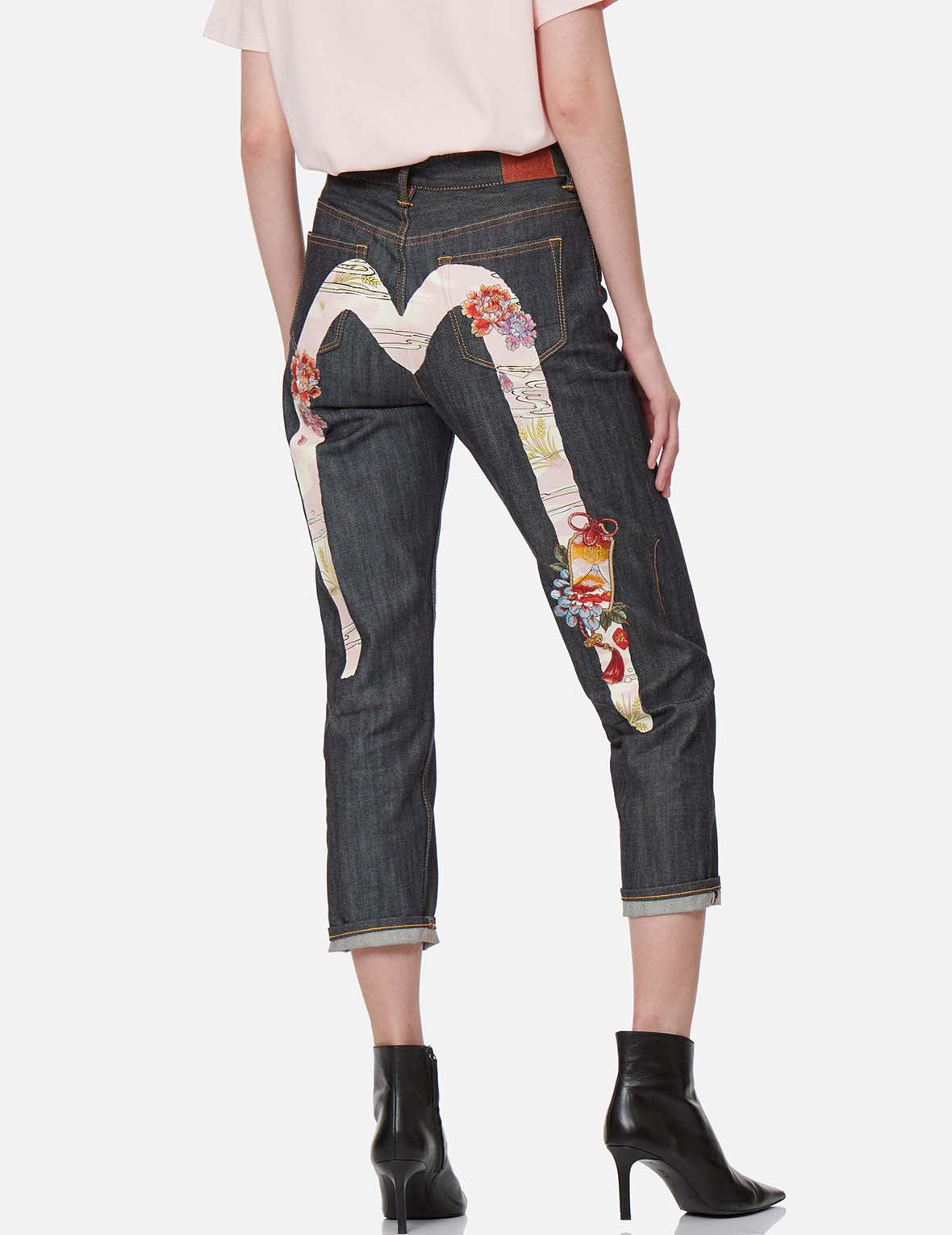 Japanese-painting Daicock Print Relax Fit Jeans